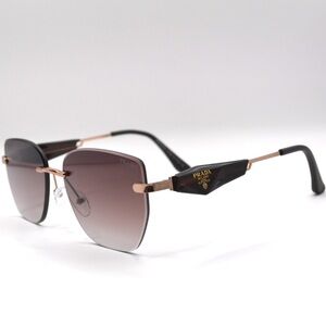 Prada Women’s Rimless Sunglasses | Gold & Brown | New | No Box | No Tags